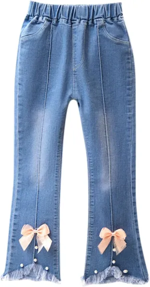 Preppy Clothes for Girls Flared Jeans Butterfly Print Skinny Fit Denim Pants Fall 3t Girl Clothes