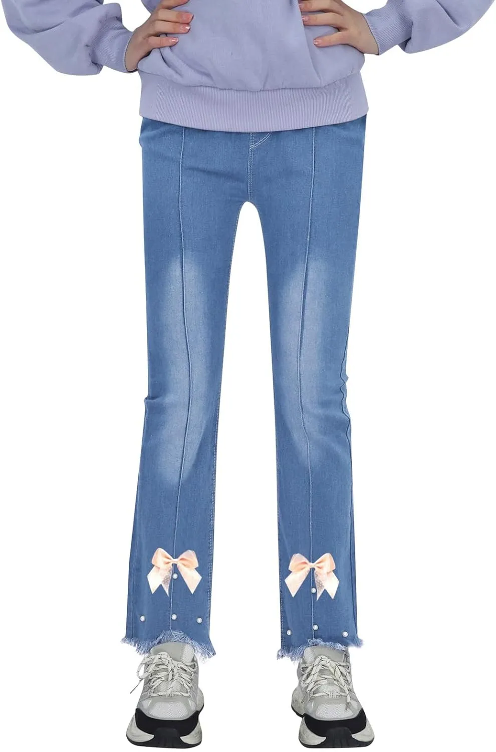 Preppy Clothes for Girls Flared Jeans Butterfly Print Skinny Fit Denim Pants Fall 3t Girl Clothes