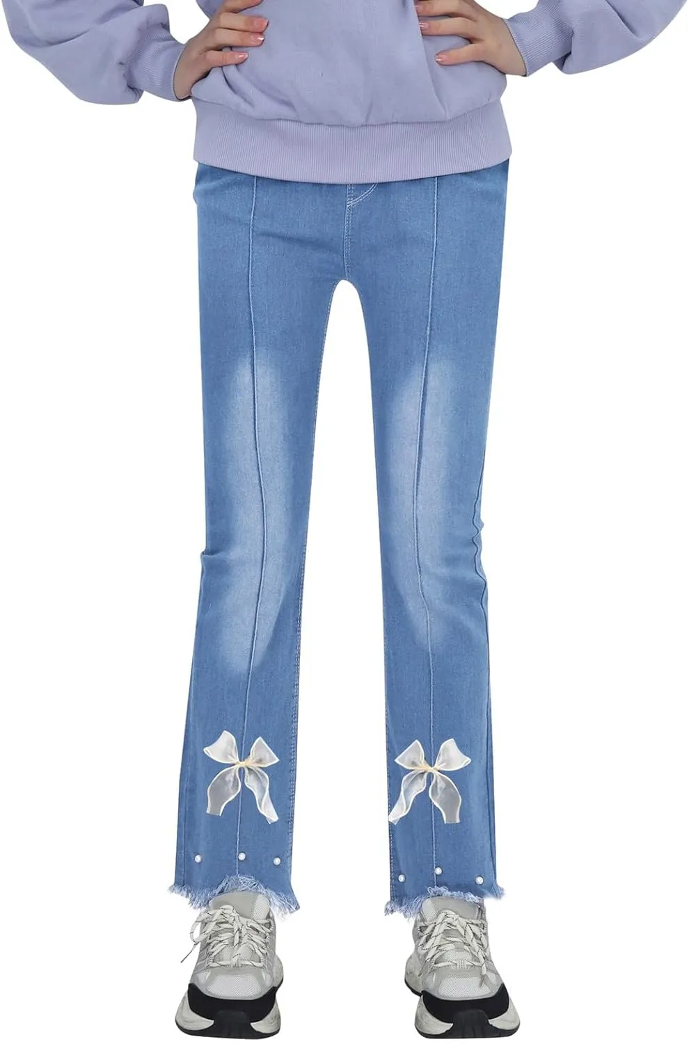 Preppy Clothes for Girls Flared Jeans Butterfly Print Skinny Fit Denim Pants Fall 3t Girl Clothes