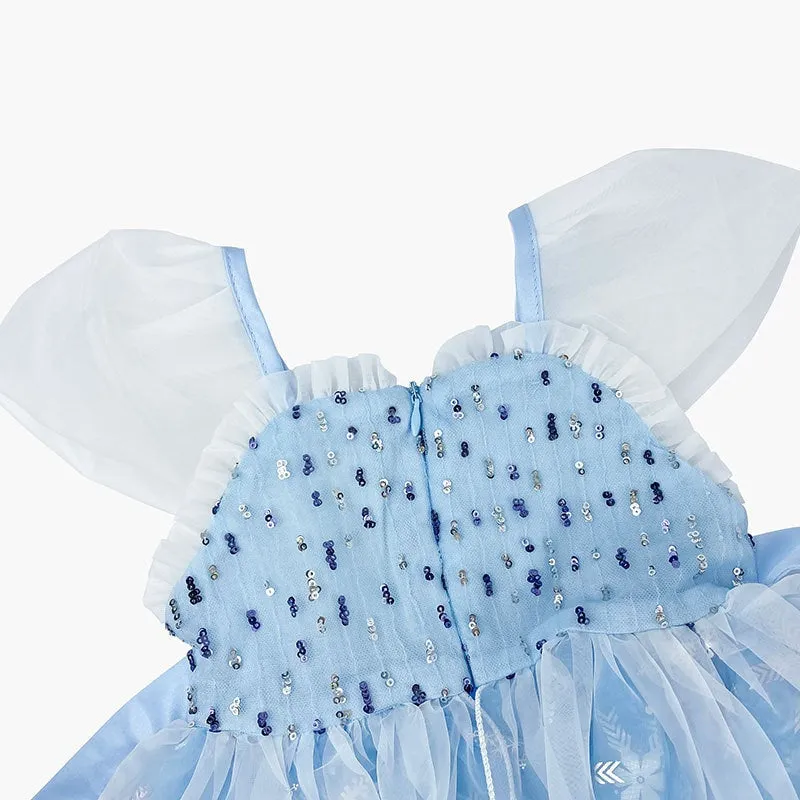 Princess Elsa Inspired Girls Short Sleeve Dress