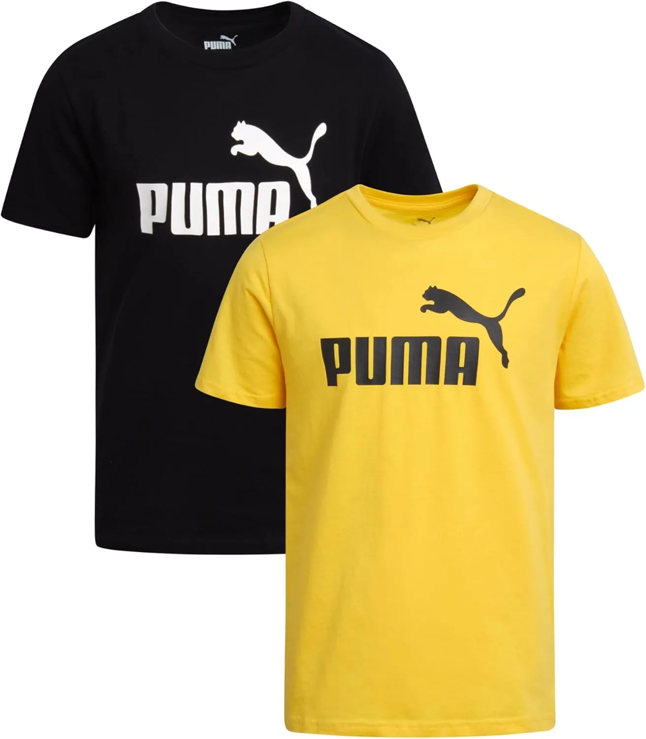 PUMA Boys' T-Shirt - 2 Pack Core Logo T-Shirt for Boys - Basic Athletic Crewneck Short Sleeve Tee (S-XL)