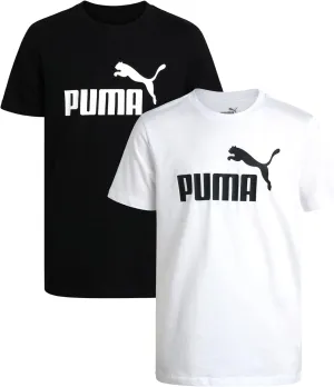 PUMA Boys' T-Shirt - 2 Pack Core Logo T-Shirt for Boys - Basic Athletic Crewneck Short Sleeve Tee (S-XL)
