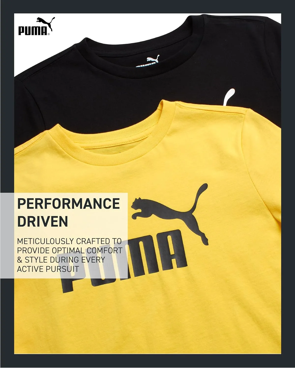 PUMA Boys' T-Shirt - 2 Pack Core Logo T-Shirt for Boys - Basic Athletic Crewneck Short Sleeve Tee (S-XL)