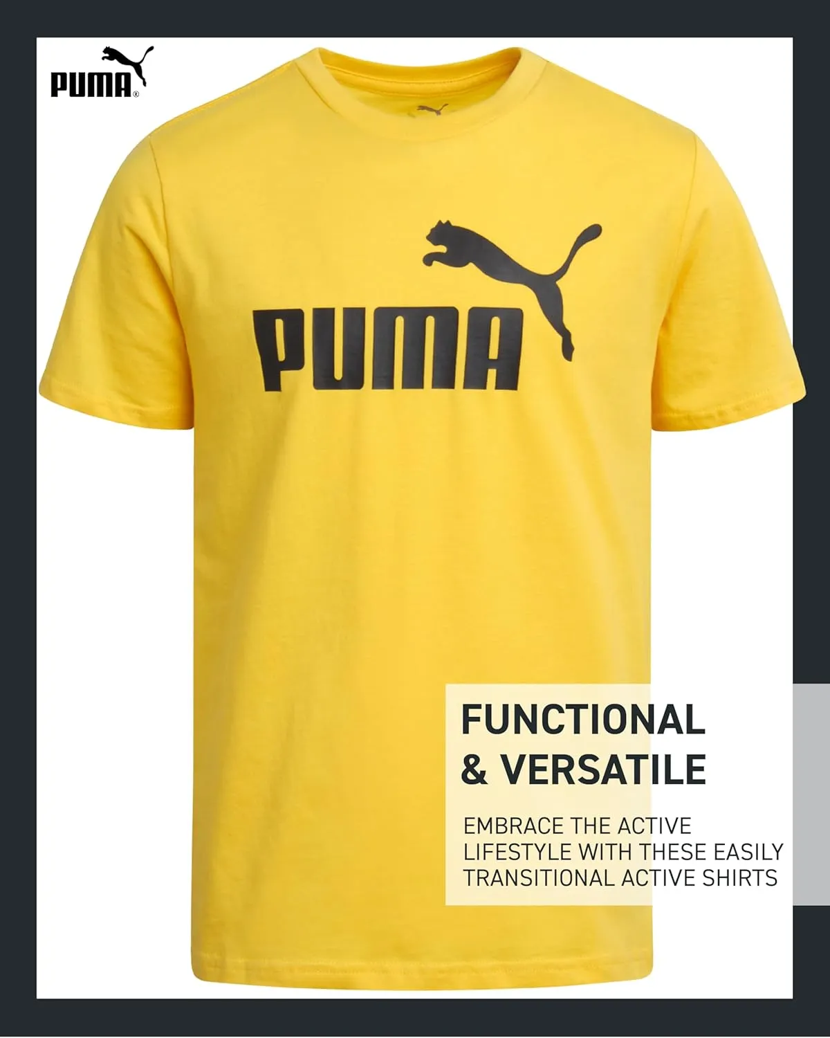 PUMA Boys' T-Shirt - 2 Pack Core Logo T-Shirt for Boys - Basic Athletic Crewneck Short Sleeve Tee (S-XL)
