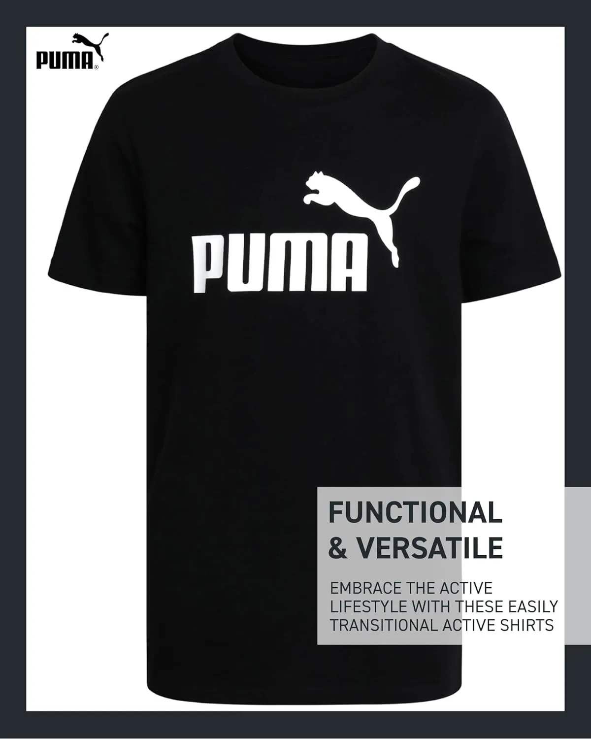 PUMA Boys' T-Shirt - 2 Pack Core Logo T-Shirt for Boys - Basic Athletic Crewneck Short Sleeve Tee (S-XL)