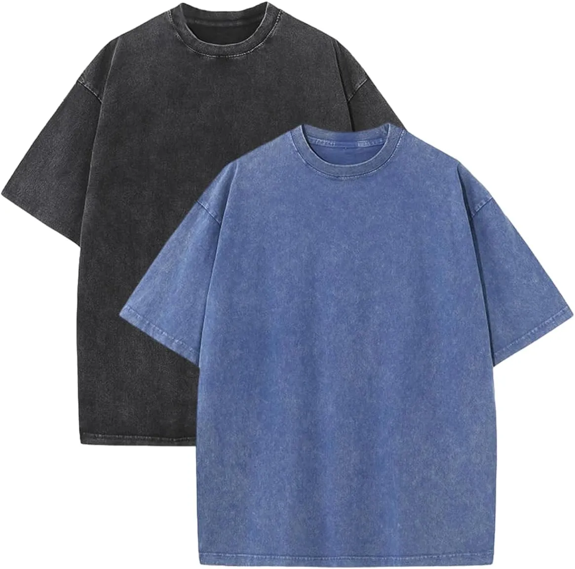 Pump Covers T-Shirts Men Oversized Tees Workout Tshirts 2 Pack Cotton Acid Wash Streetwear Grunge T Shirt