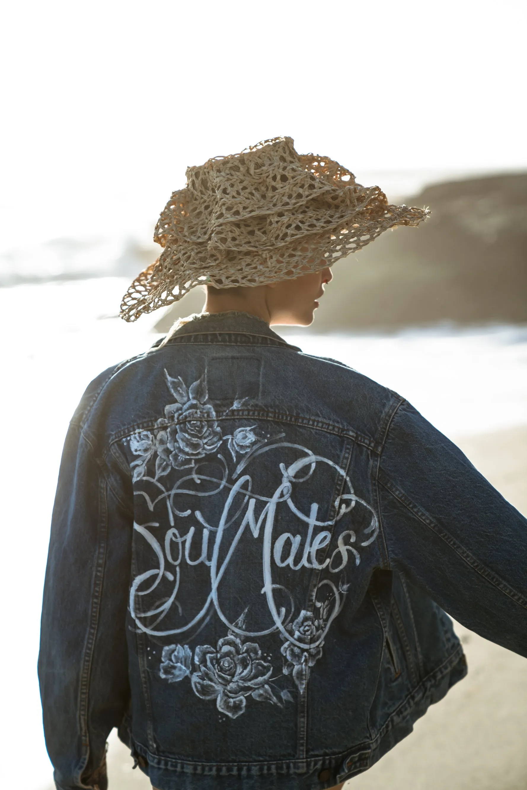 "Sage" 'Soulmates' Hand painted vintage denim jacket
