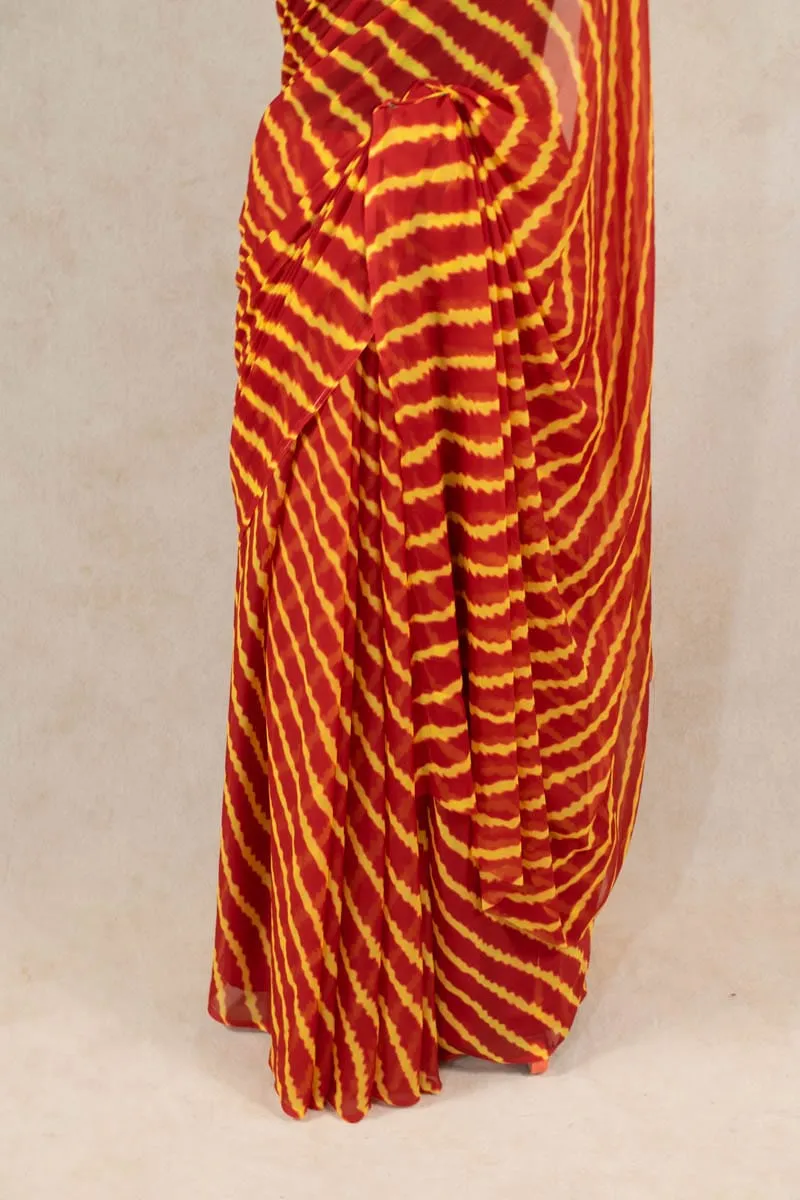 Rajputi Chiffon Leheriya Saree without Blouse