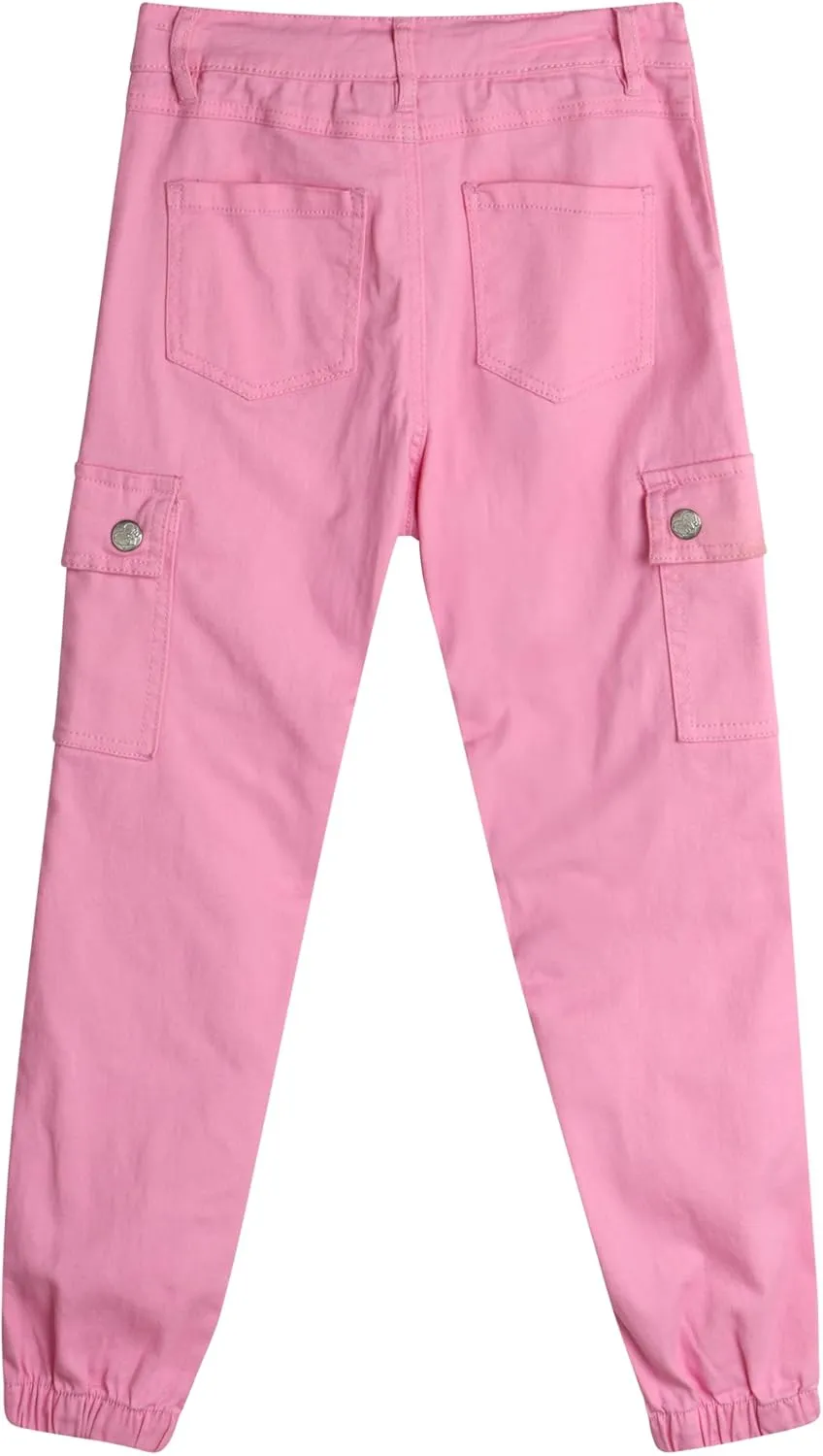 Real Love Girls' Pants - Casual Twill Cargo Jogger Pants - Lightweight Cargo Pants with Pockets (7-16)
