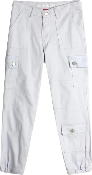 Real Love Girls' Pants - Casual Twill Cargo Jogger Pants - Lightweight Cargo Pants with Pockets (7-16)
