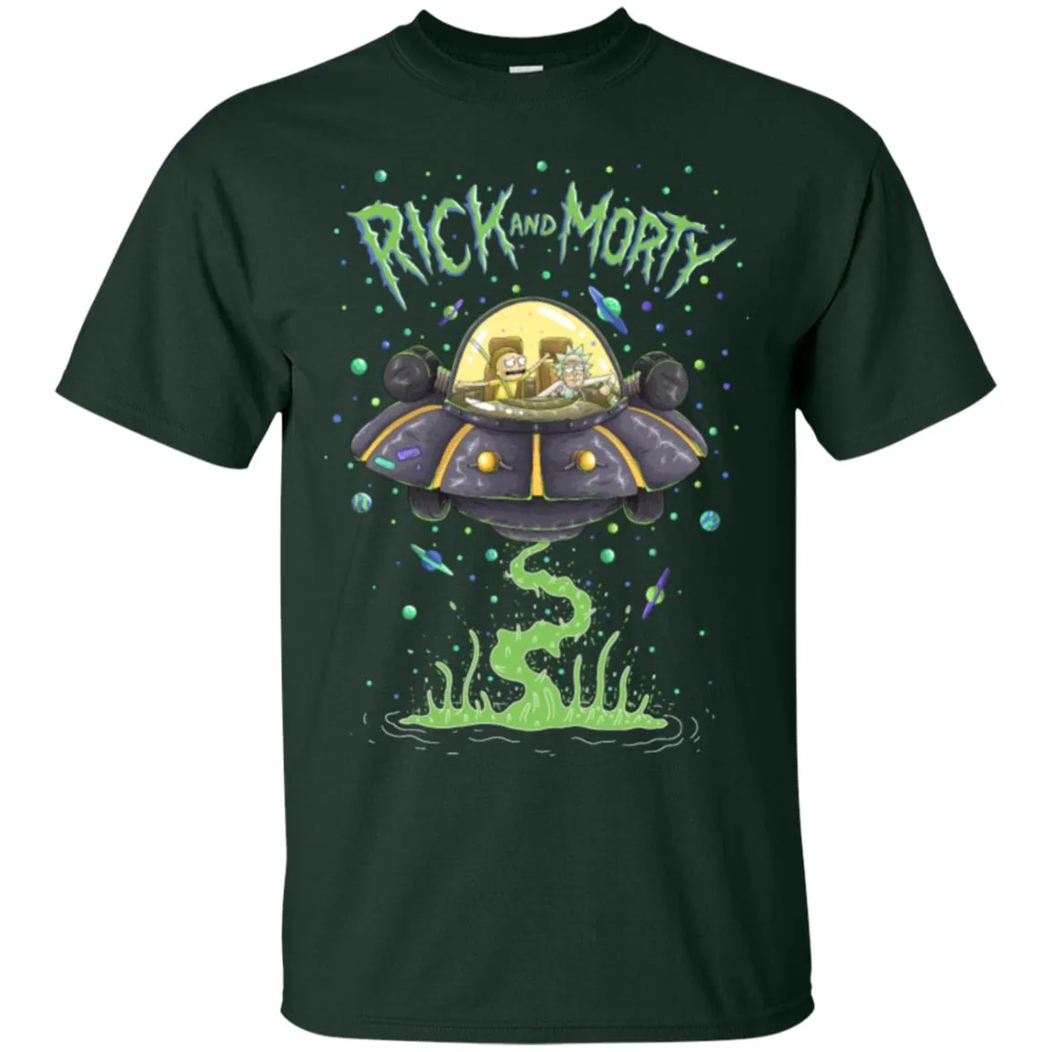 Rick And Morty Spaceship Illustration Men T-Shirt