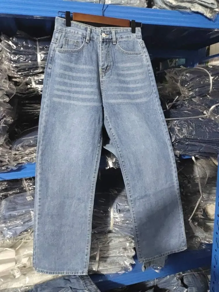 sdbrld Baggy Jeans for Women,Womens Jeans High Waisted Wide Leg Trousers Denim Cargo Pants 90s Y2K Boyfriend Streetwear Jeans
