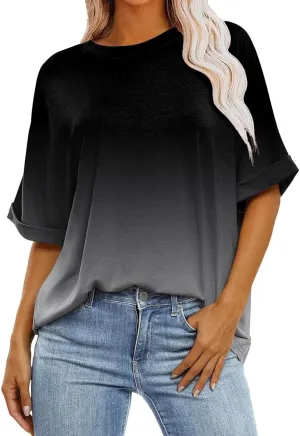 Short Sleeve Shirts for Women Womens Tops Trendy Casual Crewneck Loose Oversized Tees Plus Size Workout Clothes