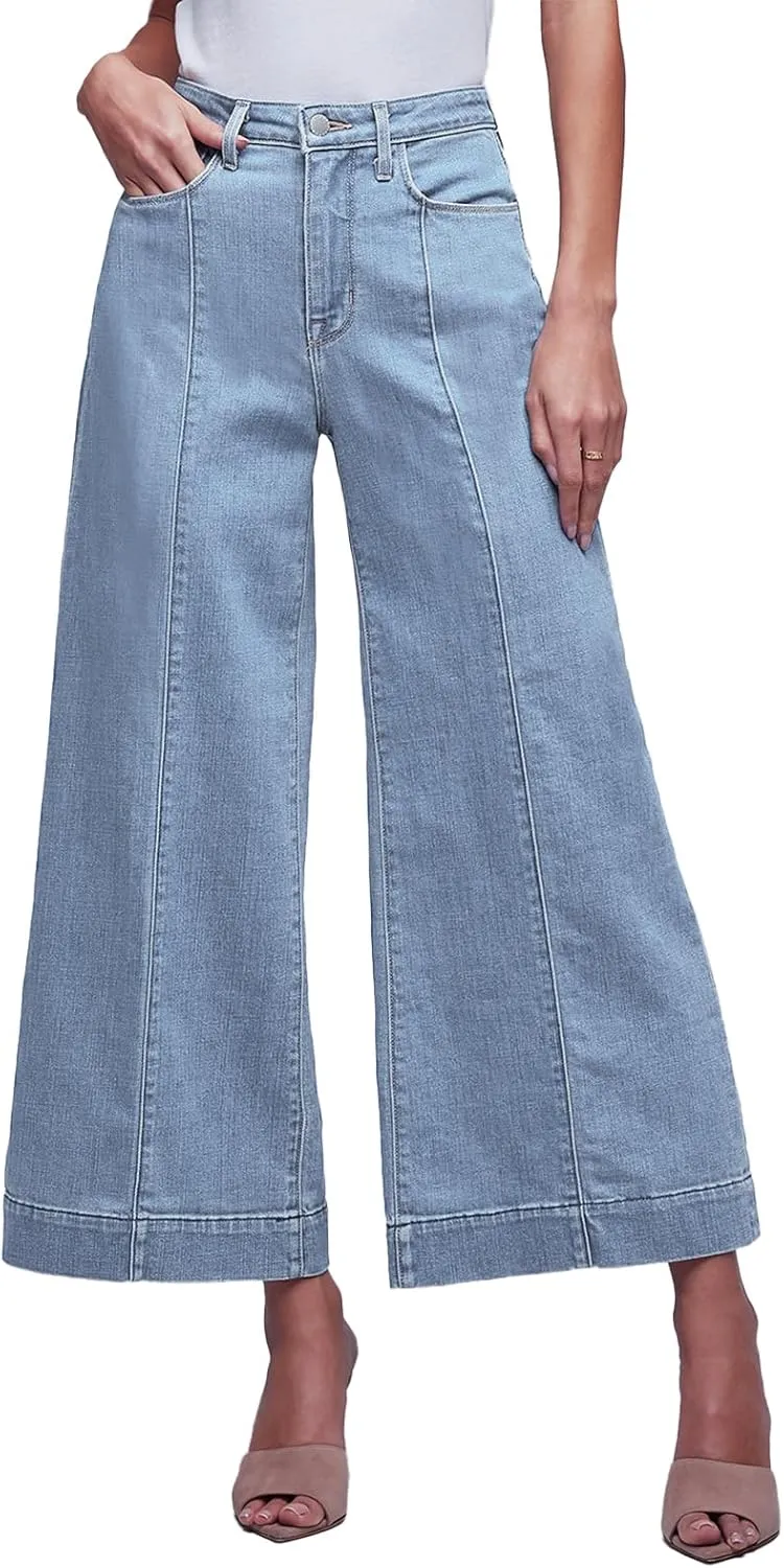 Sidefeel Women's Wide Leg Jeans High Waisted Stretchy Barrel Denim Pants