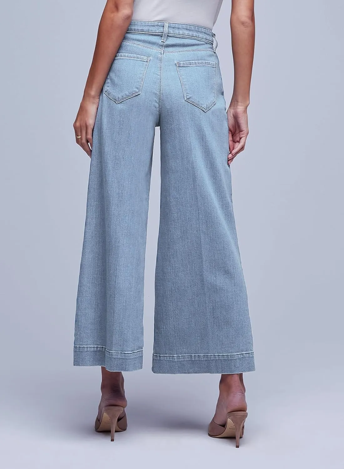 Sidefeel Women's Wide Leg Jeans High Waisted Stretchy Barrel Denim Pants