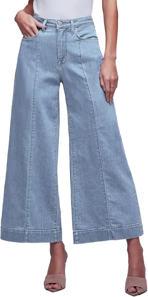Sidefeel Women's Wide Leg Jeans High Waisted Stretchy Barrel Denim Pants