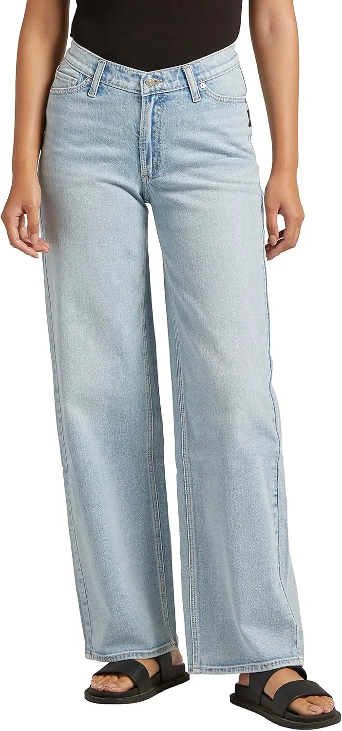 Silver Jeans Co. Women's V-Front High Rise Wide Leg Jeans