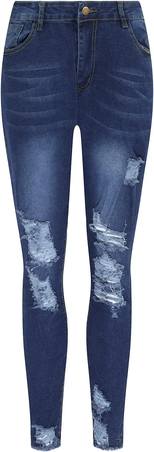 Skinny Jeans for Women Distressed Flap Hem Skinny Jeans Street Ripped Ankle Pants Low Waist Stretch Denim Pants