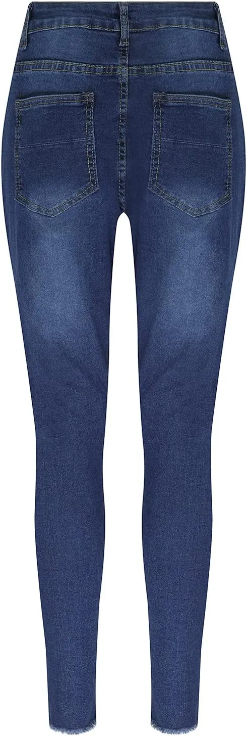 Skinny Jeans for Women Distressed Flap Hem Skinny Jeans Street Ripped Ankle Pants Low Waist Stretch Denim Pants