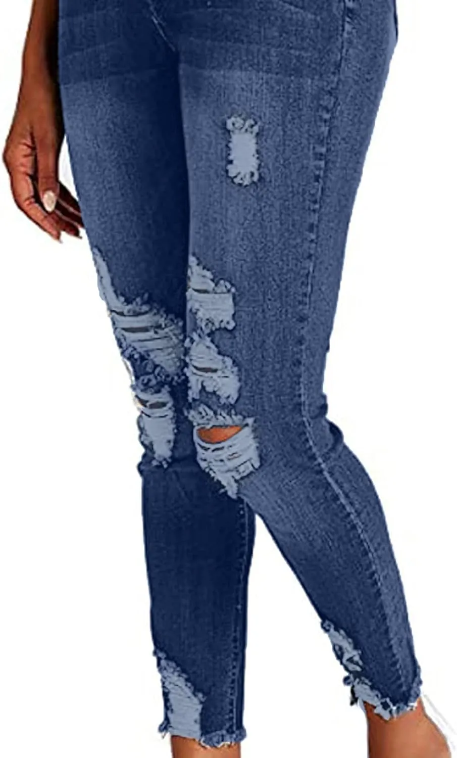 Skinny Jeans for Women Distressed Flap Hem Skinny Jeans Street Ripped Ankle Pants Low Waist Stretch Denim Pants