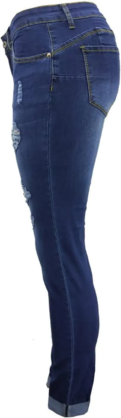 Skinny Jeans for Women Distressed Flap Hem Skinny Jeans Street Ripped Ankle Pants Low Waist Stretch Denim Pants
