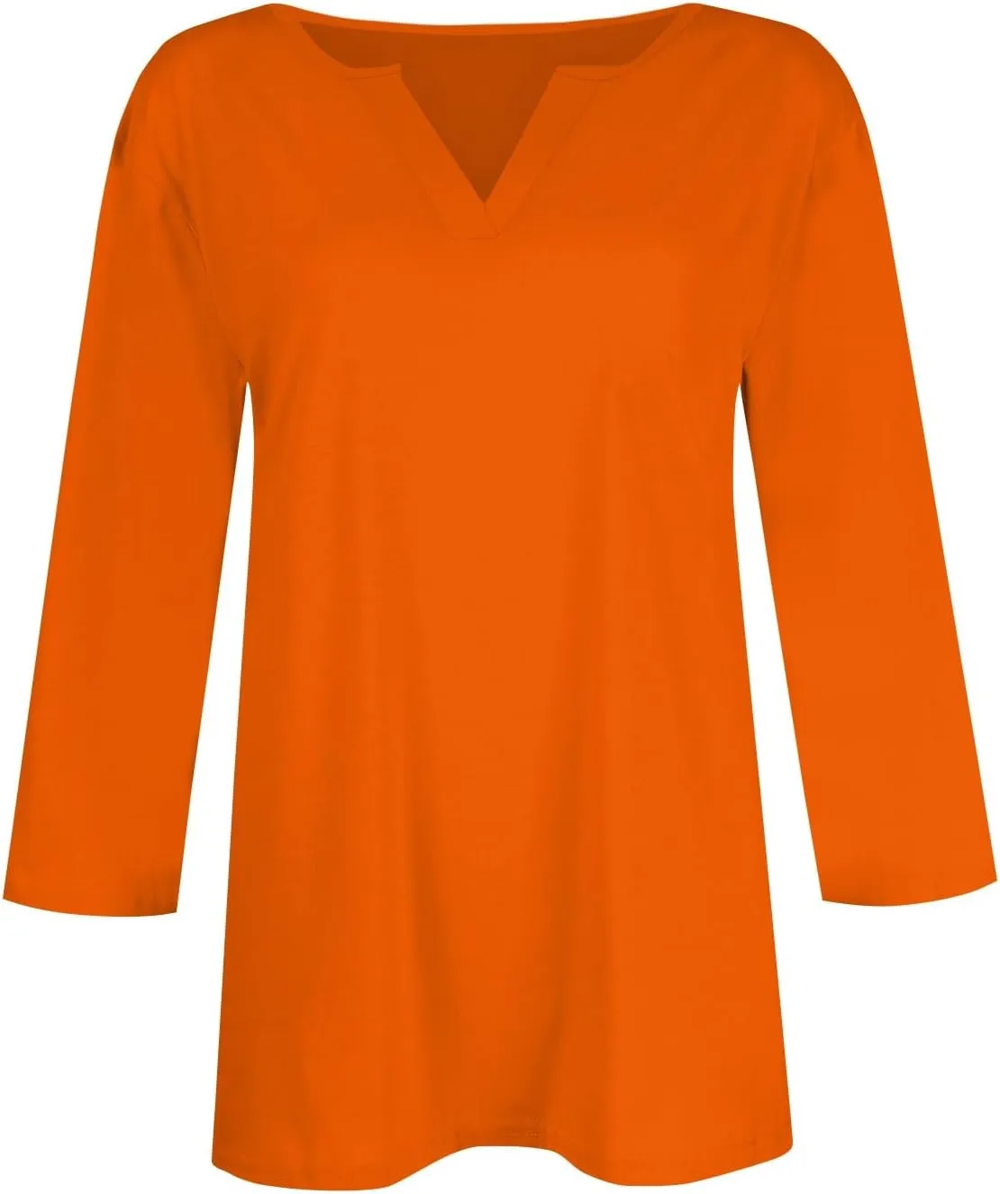 slqdgmryz 3/4 Sleeve Tops for Women Summer Notched V Neck Plain T Shirts Casual Cute Three Quarter Length Dressy Blouses