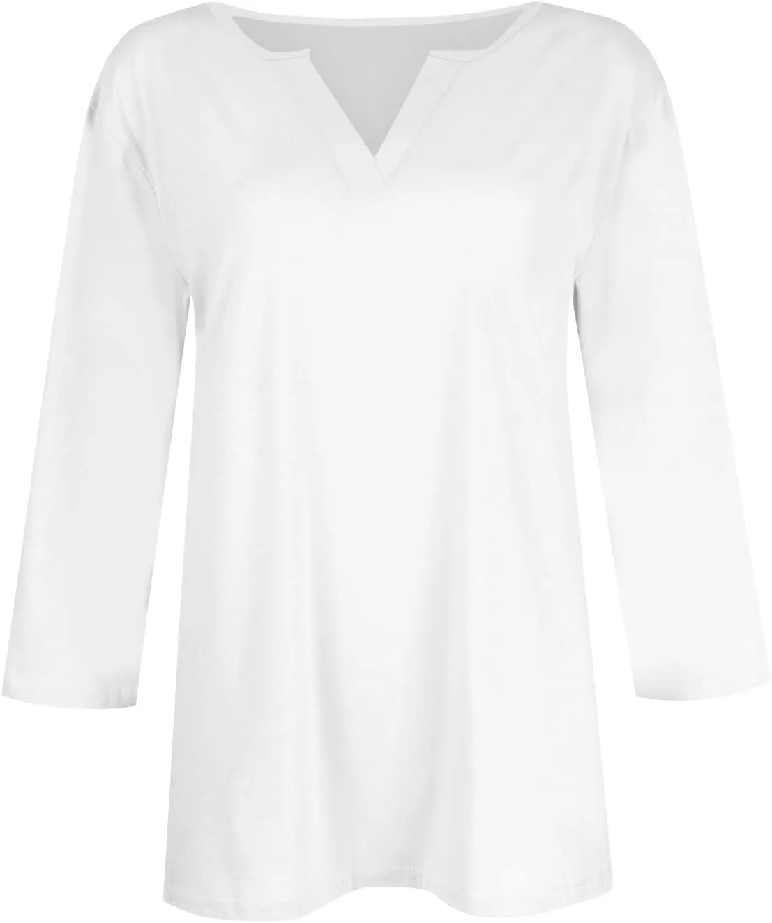 slqdgmryz 3/4 Sleeve Tops for Women Summer Notched V Neck Plain T Shirts Casual Cute Three Quarter Length Dressy Blouses