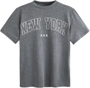 SOLY HUX Women's Graphic Oversized Tees Letter Print Summer Tops Vintage Half Sleeve Loose Casual T Shirts