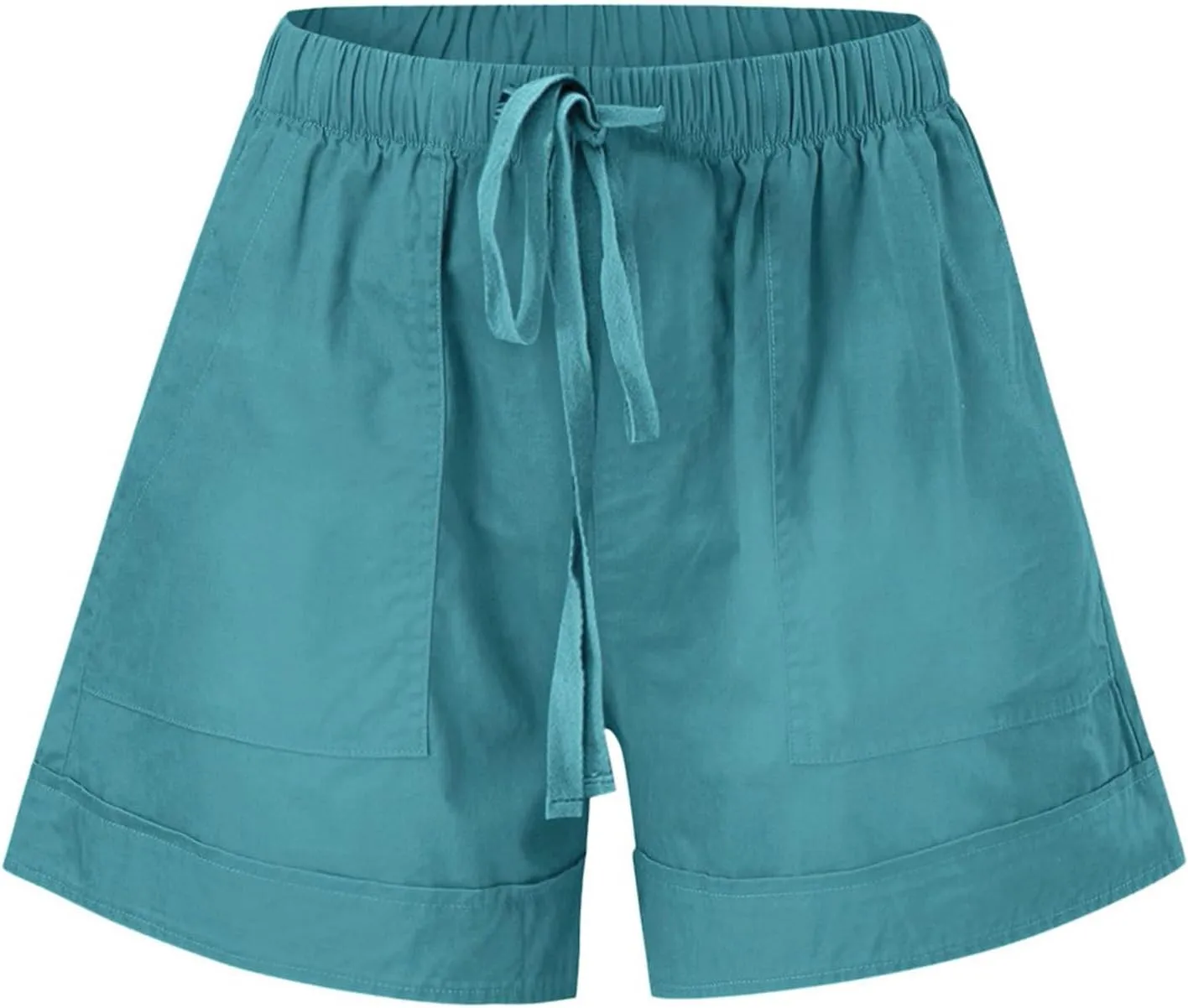 Splice Comfy Waist Pants Shorts Loose Elastic Pocketed Womens Casual High Waisted Jeans for Women