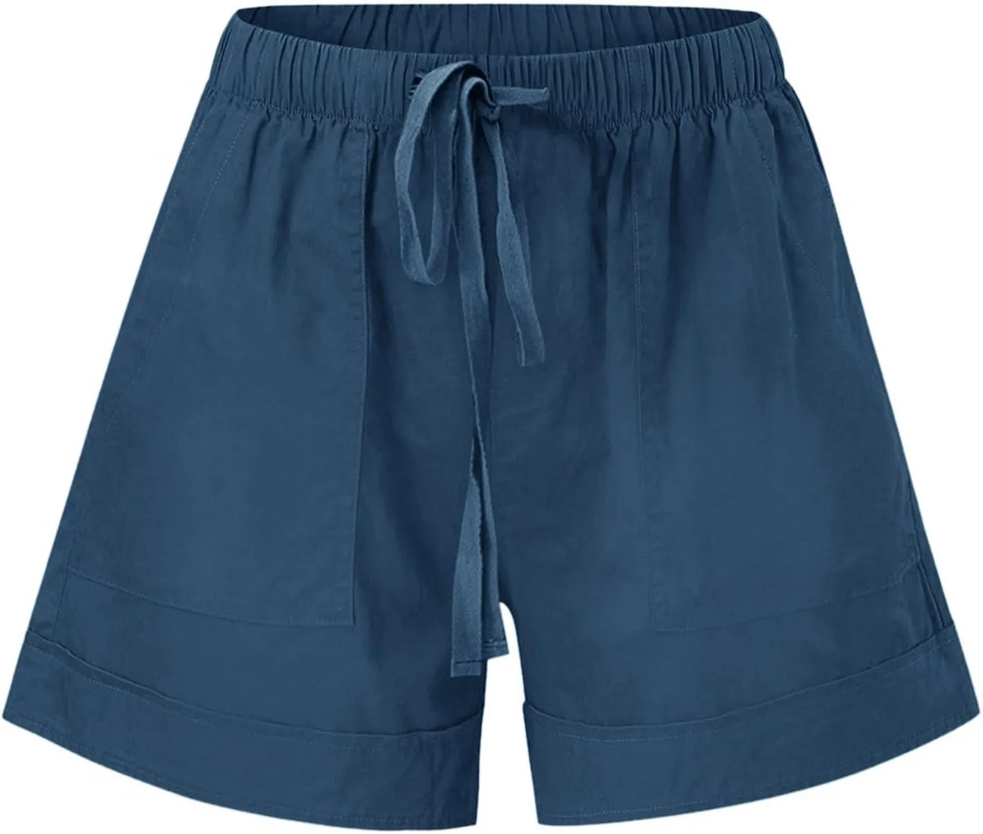Splice Comfy Waist Pants Shorts Loose Elastic Pocketed Womens Casual High Waisted Jeans for Women