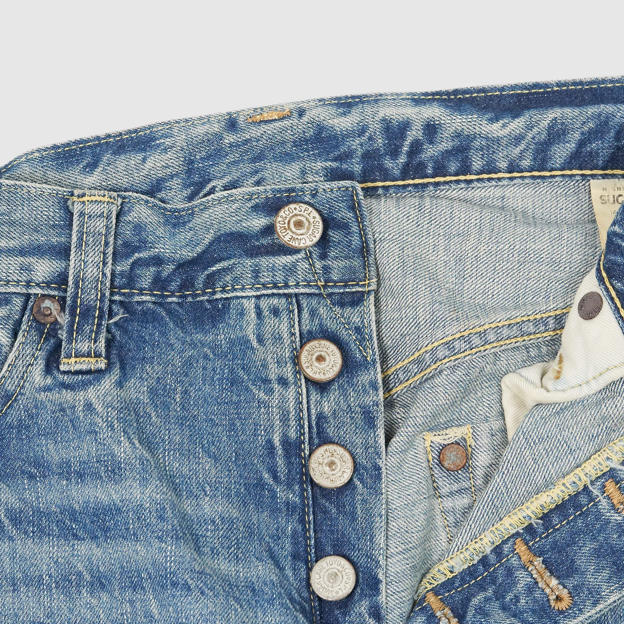 Sugar Cane Hard Washed Selvage Jeans Slim Tapered Ladies and Mens Cut