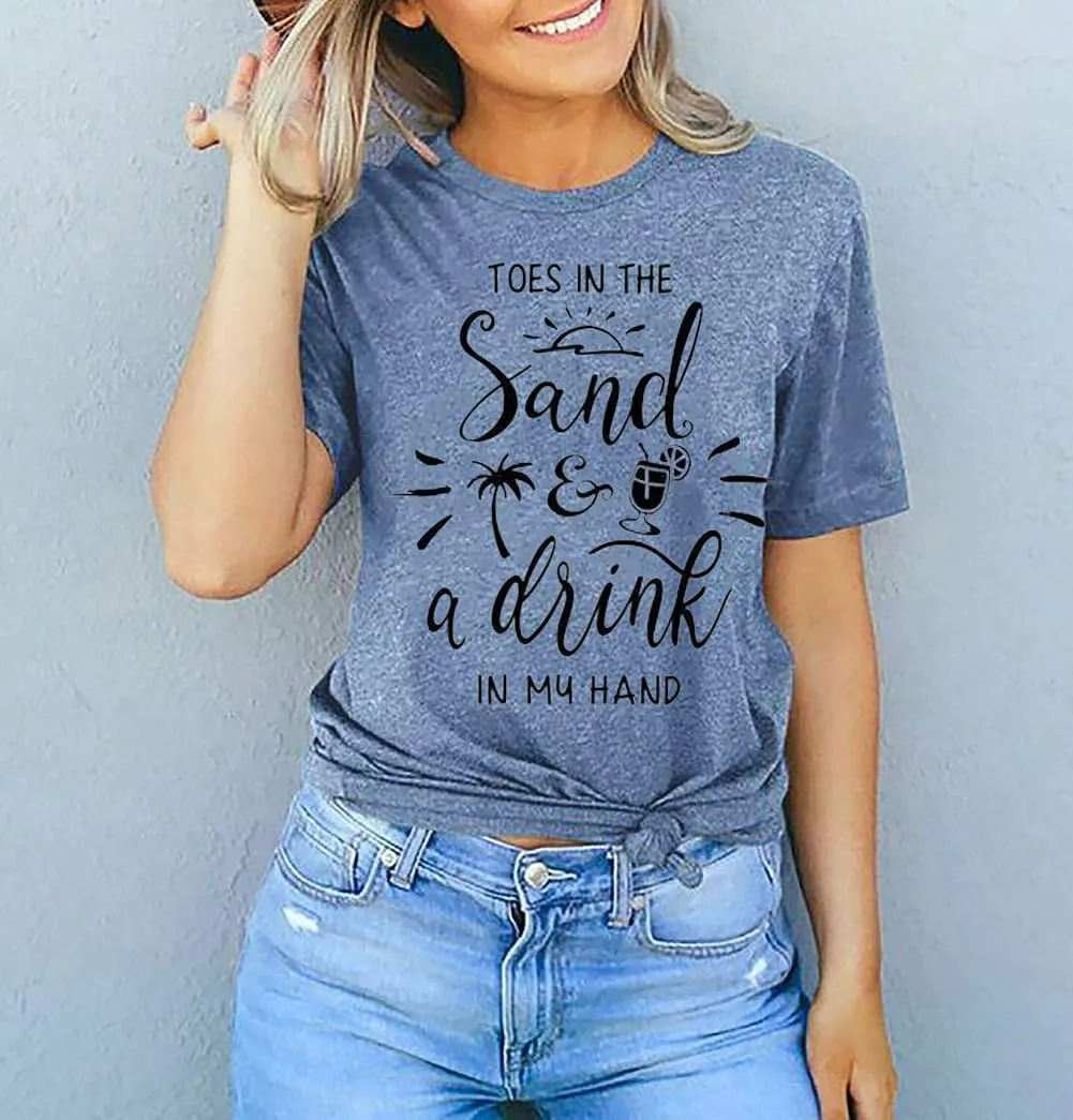 Summer Beach Shirts for Women Palm Tree Graphic Vacation Tops