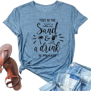Summer Beach Shirts for Women Palm Tree Graphic Vacation Tops