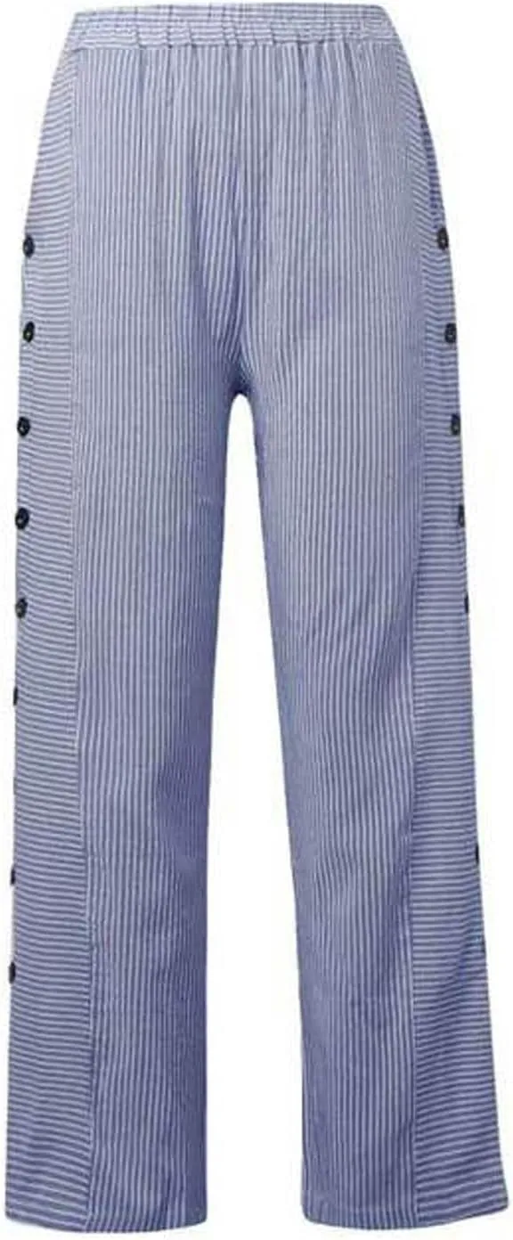 Summer Casual Pants for Women Loose Button Elastic High Waisted Beach Pants Straight Leg Drawstring Lightweight Trousers