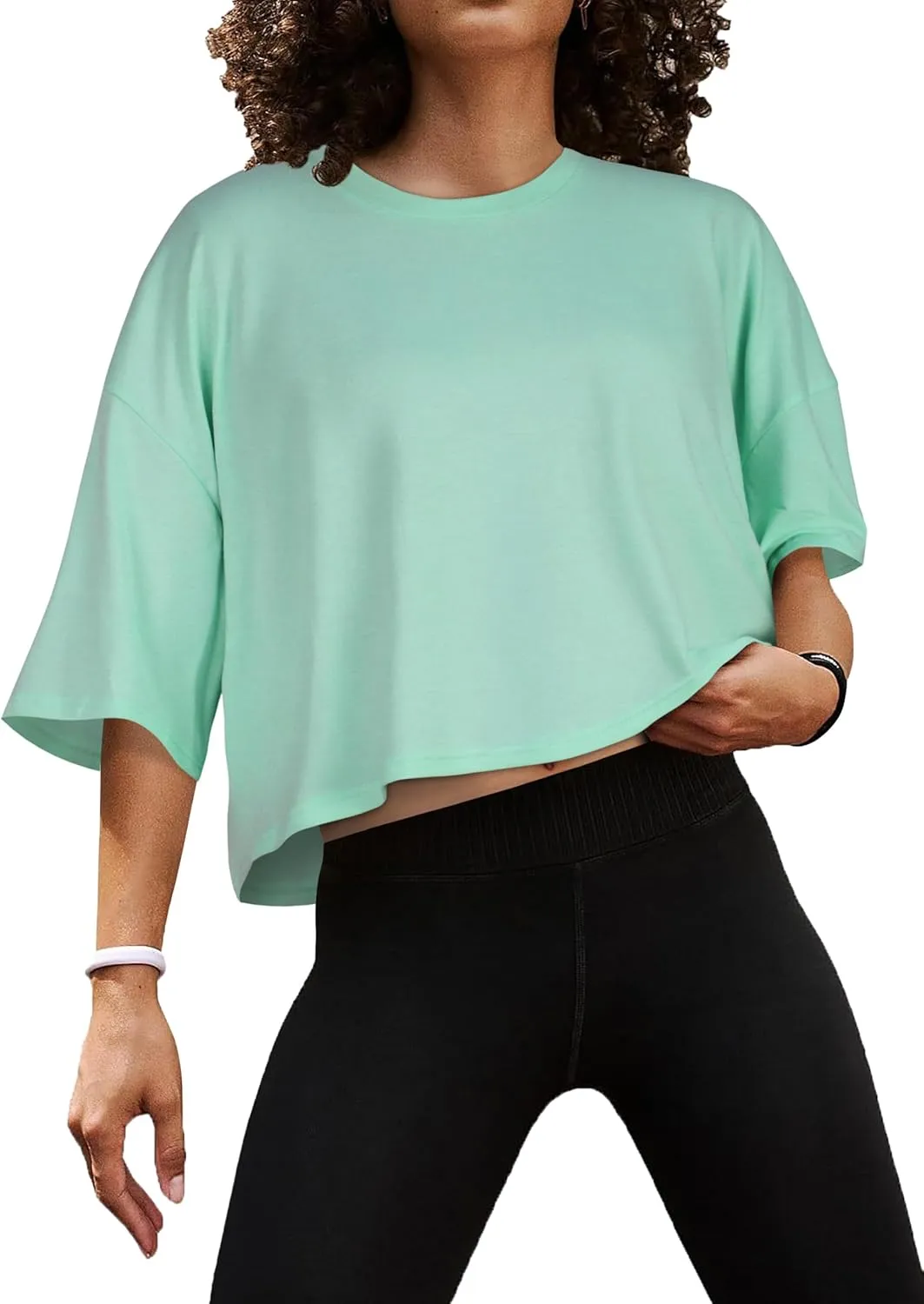 Summer Crop Tops for Womens Casual Half Sleeve Top Loose Fit Short Sleeve T Shirts Workout Oversized Tees