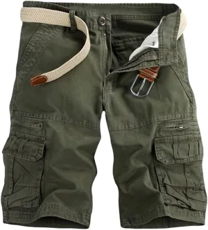Summer Lightweight Hiking Shorts for Men Casual Wide Leg Twill Utility Cargo Shorts with Multi Pockets Comfort Work Shorts