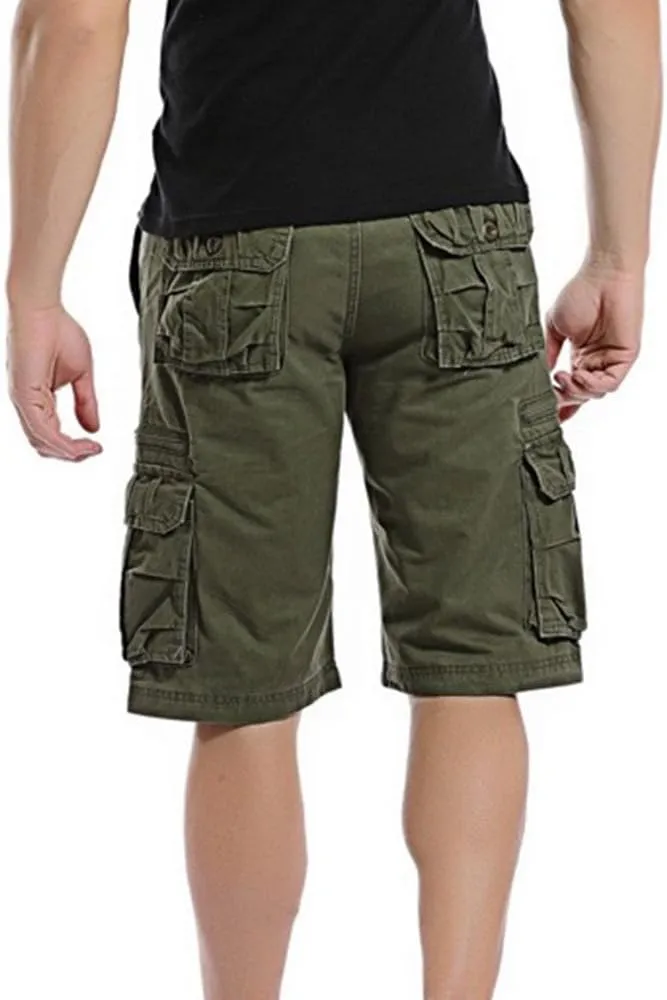 Summer Lightweight Hiking Shorts for Men Casual Wide Leg Twill Utility Cargo Shorts with Multi Pockets Comfort Work Shorts