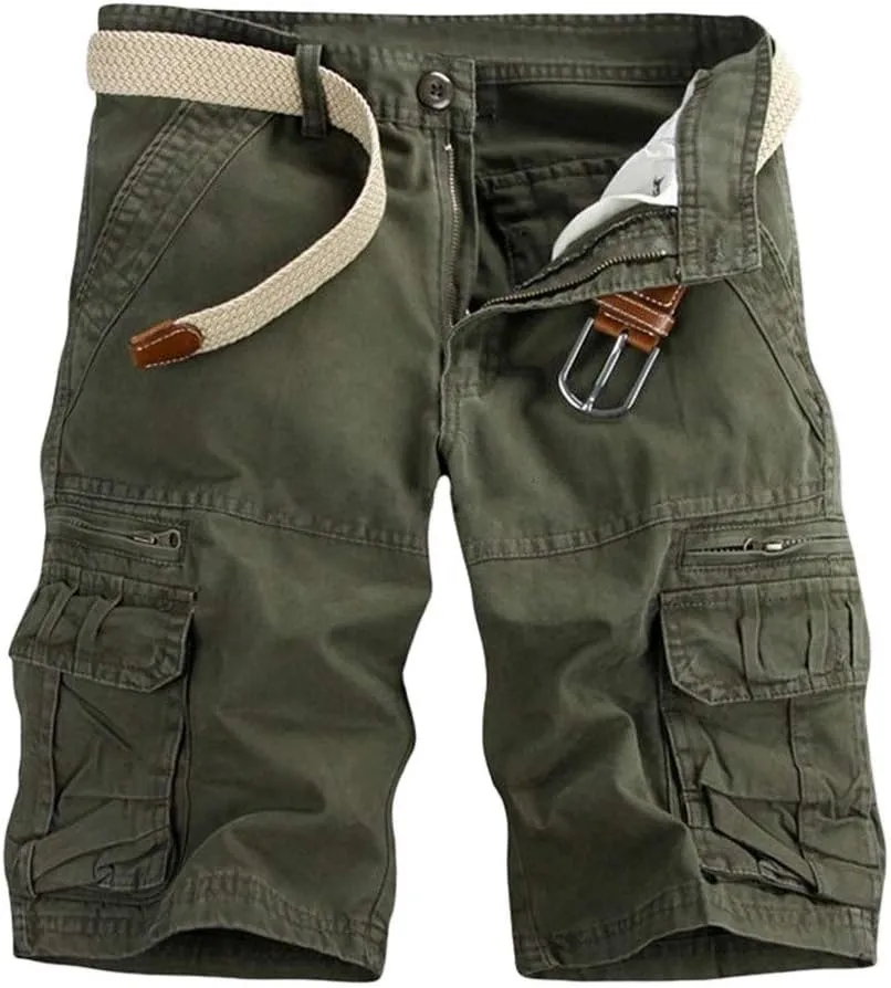 Summer Lightweight Hiking Shorts for Men Casual Wide Leg Twill Utility Cargo Shorts with Multi Pockets Comfort Work Shorts
