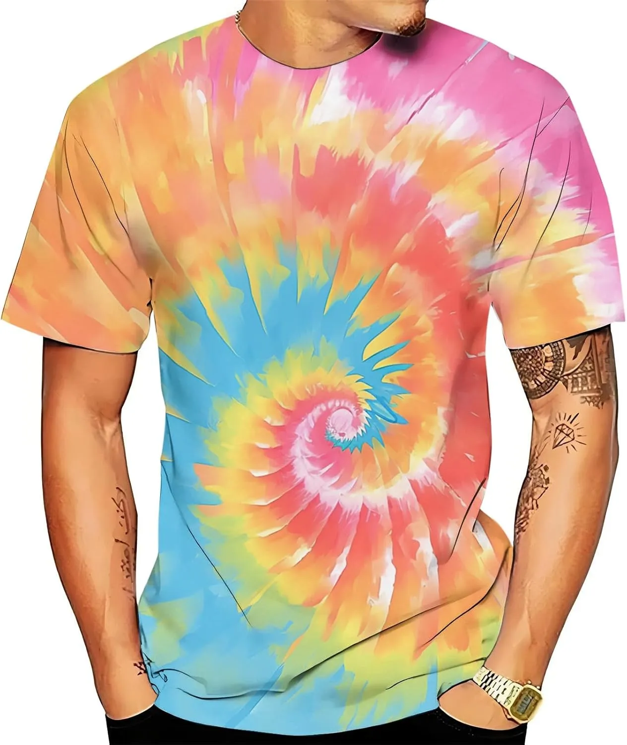 Summer Shirts for Men Short Sleeve Crew Neck Blouse Pattern Casual Athletic Sport Pants Fresh Trendy T-Shirts