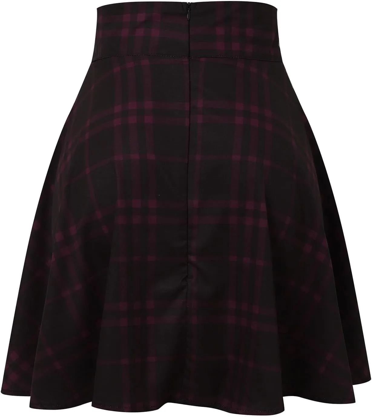 Summer Skirt for Women Trendy Plaid Tummy Control High Waist Back Zipper A-Line Pleated Maxi Short Skirts for Girls
