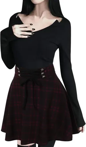 Summer Skirt for Women Trendy Plaid Tummy Control High Waist Back Zipper A-Line Pleated Maxi Short Skirts for Girls