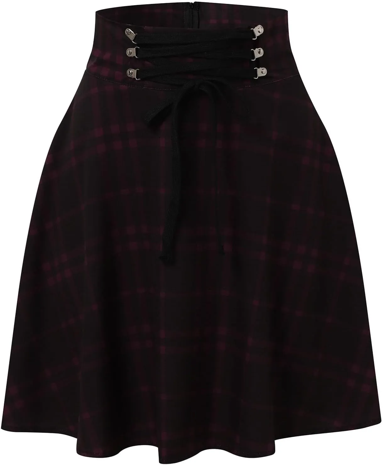 Summer Skirt for Women Trendy Plaid Tummy Control High Waist Back Zipper A-Line Pleated Maxi Short Skirts for Girls