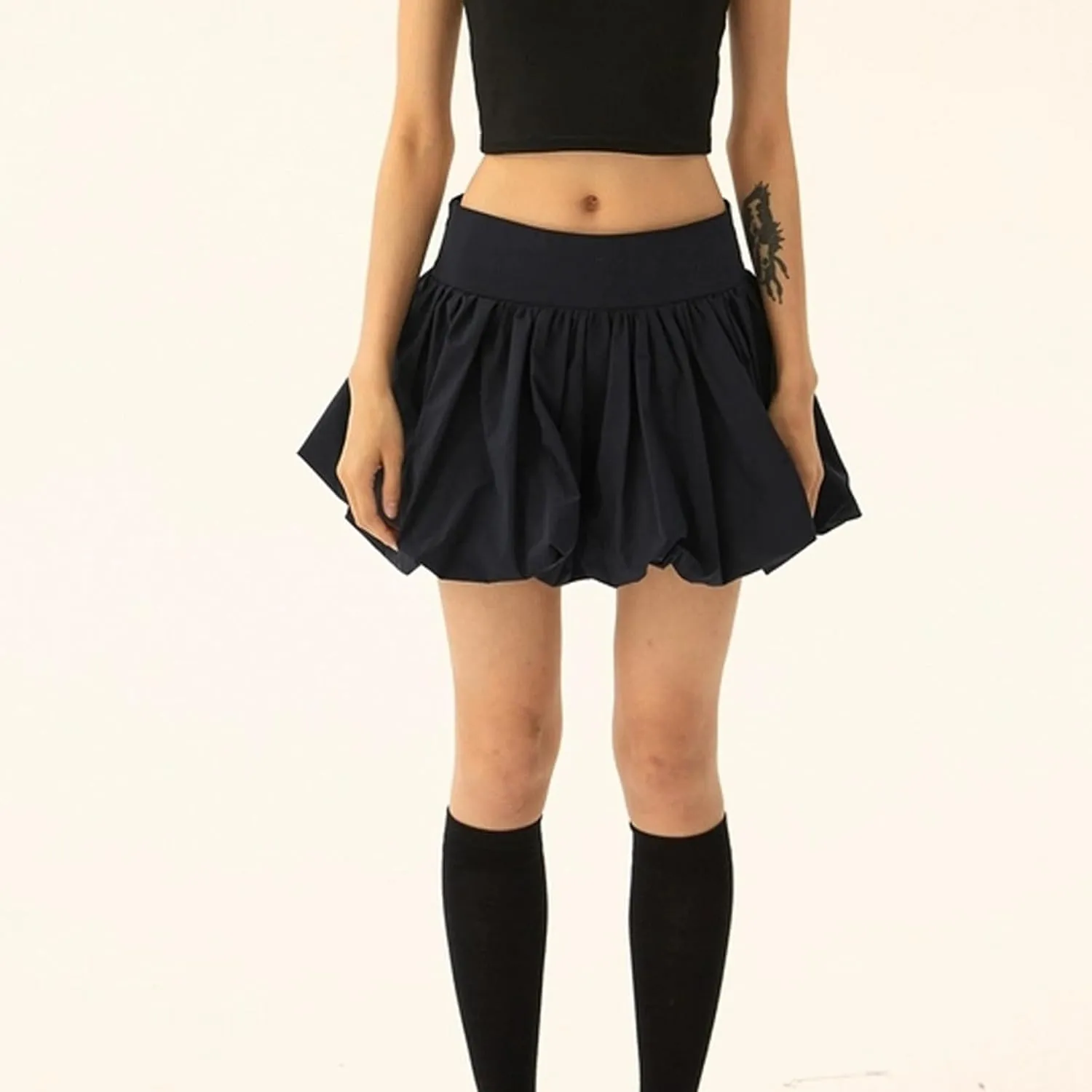 Summer Skirts for Women 2025 Vacation Loose Casual Low Rise A-Line Ruffles Trendy Pleated Puff Mini Skirts Streetwear