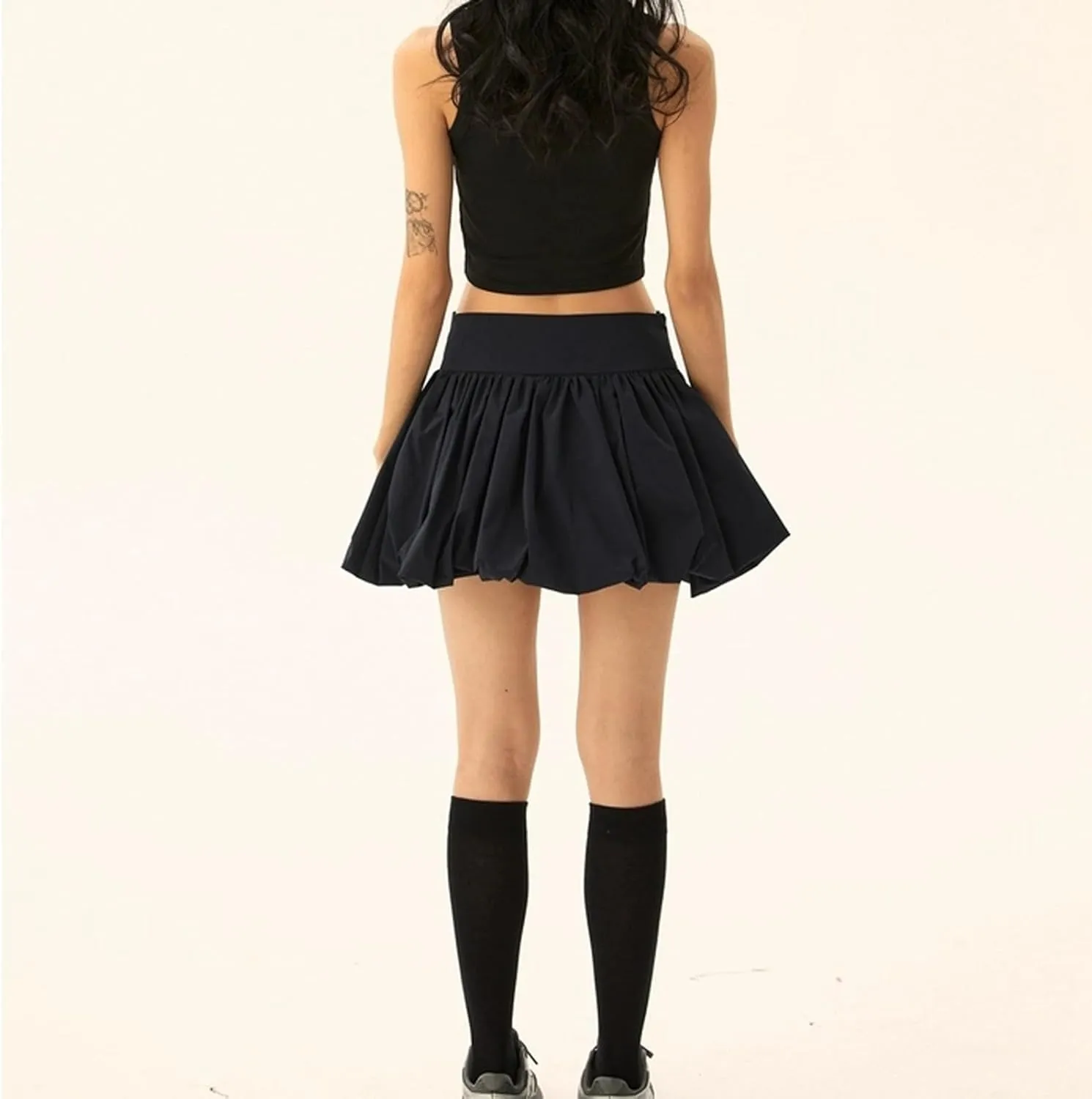 Summer Skirts for Women 2025 Vacation Loose Casual Low Rise A-Line Ruffles Trendy Pleated Puff Mini Skirts Streetwear