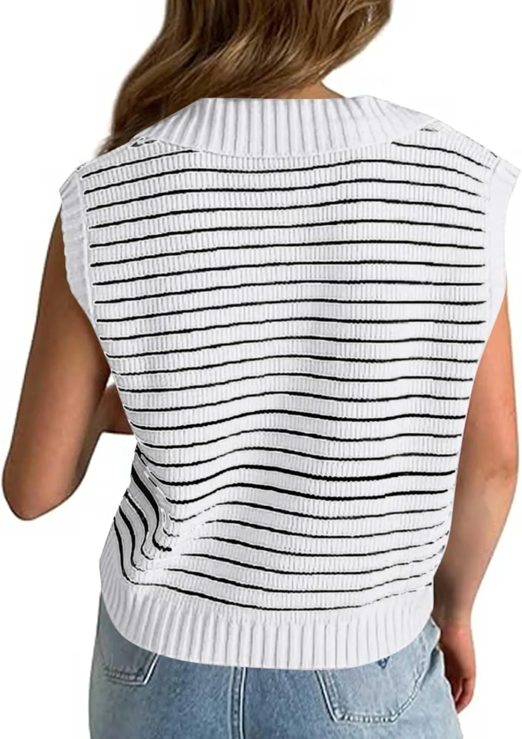 Summer Tops for Women Trendy 2025 Dressy Casual Sleeveless, Cap Sleeve Knitted Striped Shirt, Going Out Tops Cropped