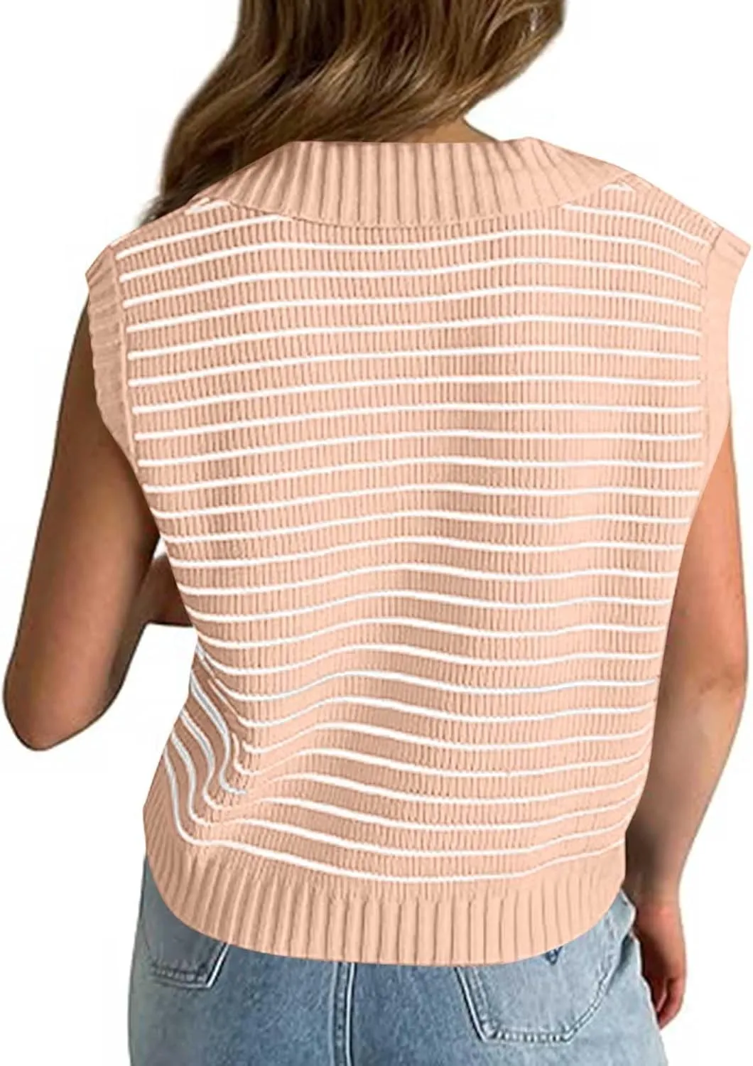 Summer Tops for Women Trendy 2025 Dressy Casual Sleeveless, Cap Sleeve Knitted Striped Shirt, Going Out Tops Cropped