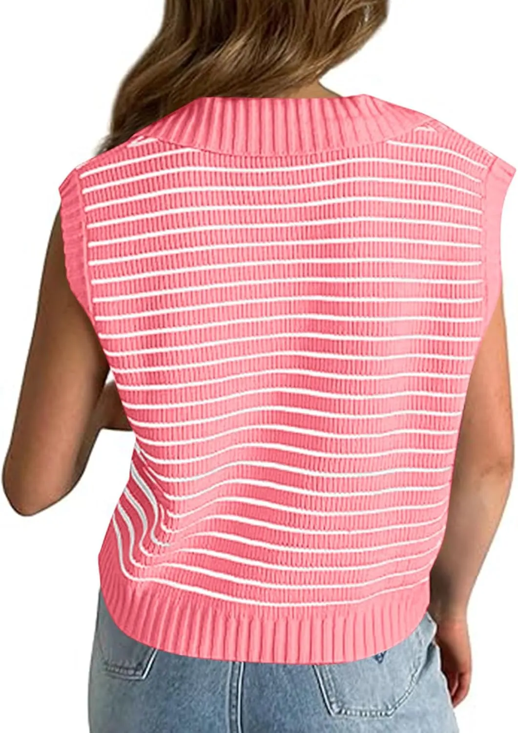 Summer Tops for Women Trendy 2025 Dressy Casual Sleeveless, Cap Sleeve Knitted Striped Shirt, Going Out Tops Cropped