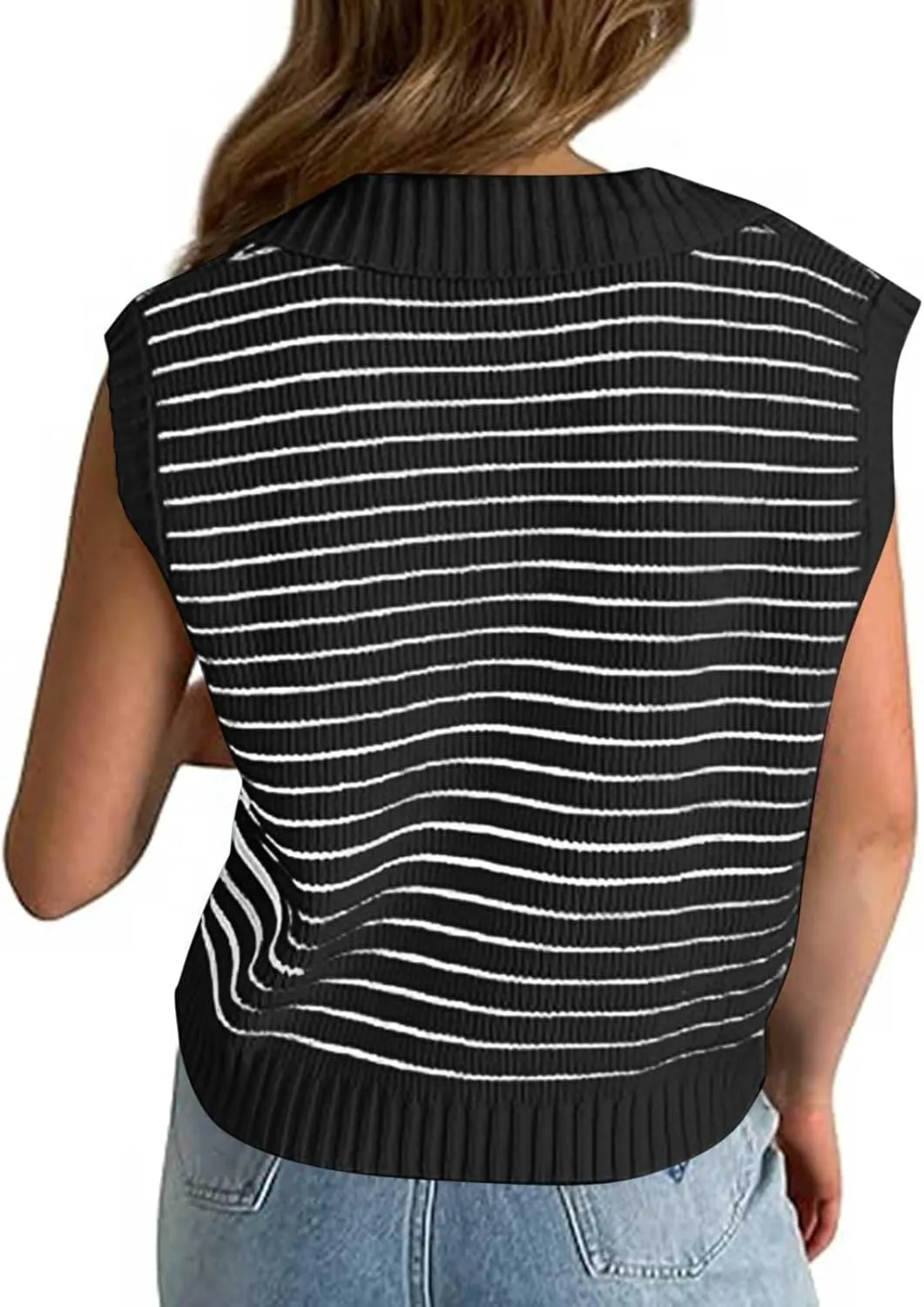 Summer Tops for Women Trendy 2025 Dressy Casual Sleeveless, Cap Sleeve Knitted Striped Shirt, Going Out Tops Cropped