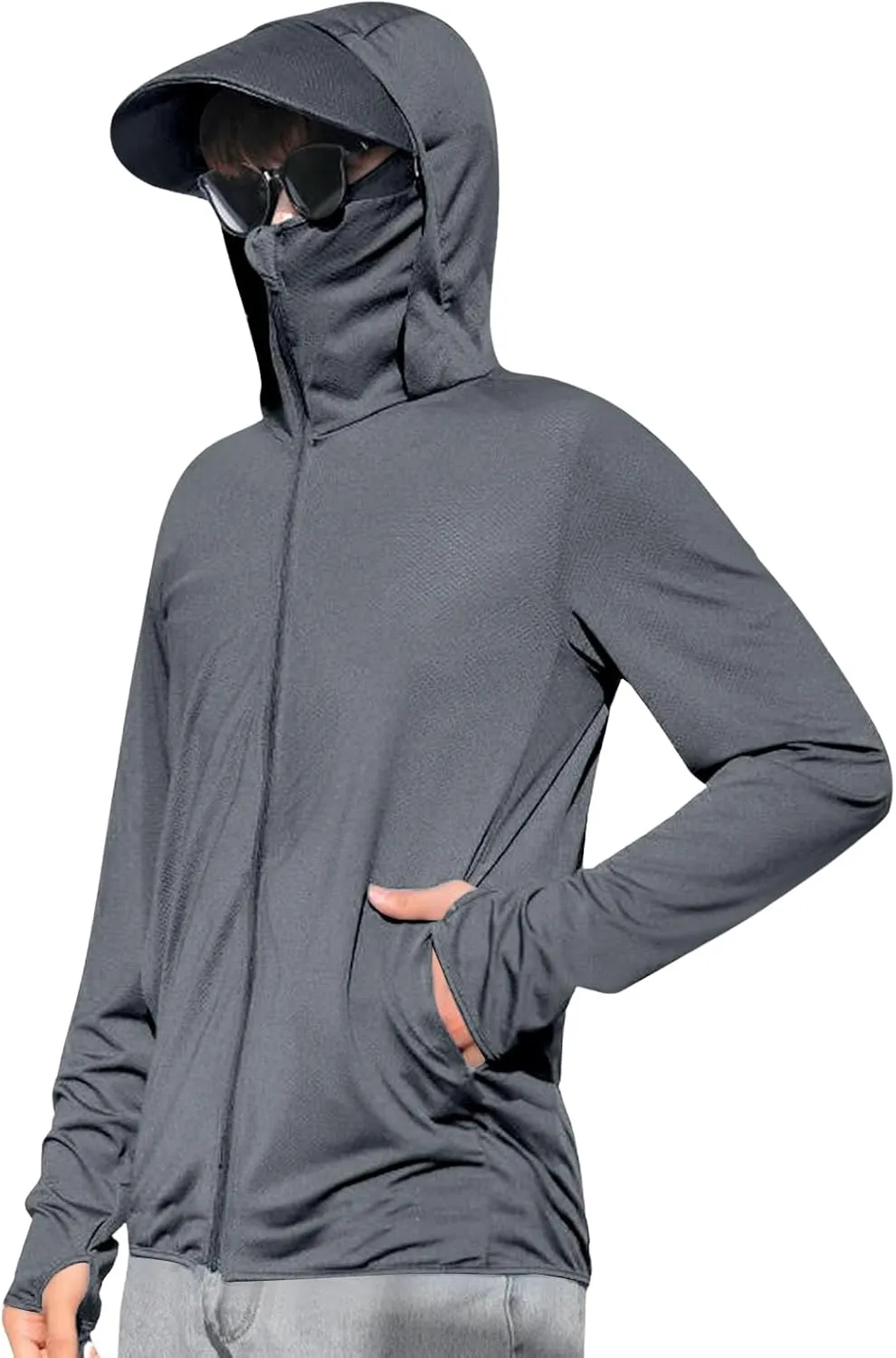 Sun Shirts for Men Hooded UPF 50  Fishing Shirt SPF UV Sun Hoodie Rash Guard Long Sleeve Outdoor Hiking Swim Shirts