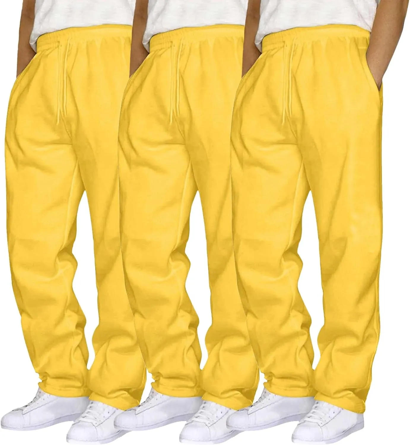 SUWBMHWE Men's Casual Baggy Sweatpants 3 Pack Trousers Heavyweight Fleece Jogger Elastic Waist Drawstring Gym Workout Pants